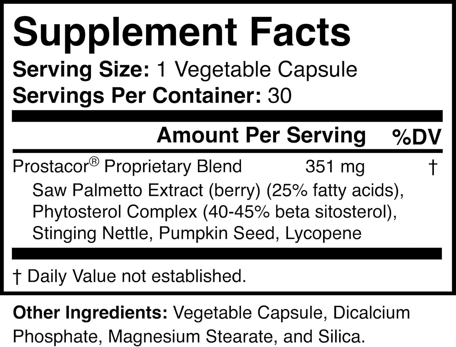 Prostacor - Natural Prostate Support Supplement - Non-GMO, Vegan, Gluten-Free
