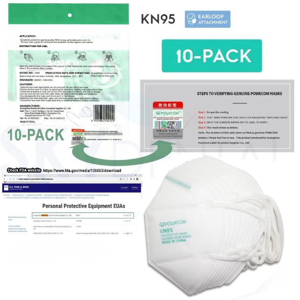 10/Pack, 95-KN Masks Respirator Mouth Protective KN95 Face Mask, Medical Mask