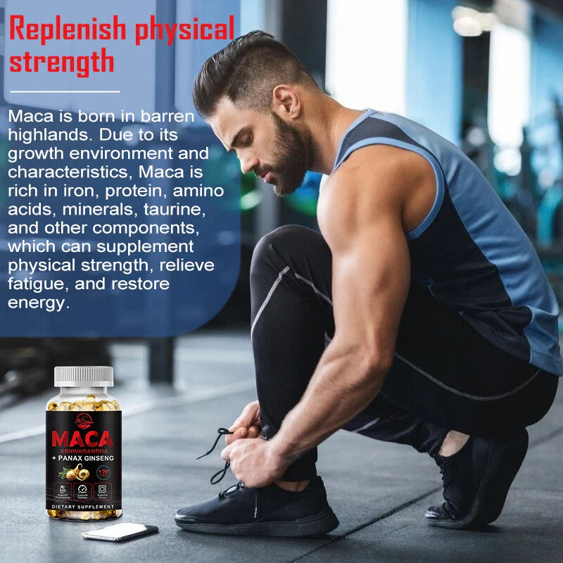 Maca Root Capsules 10000mg, Peruvian Maca Extract for Men & Women 120 Capsules