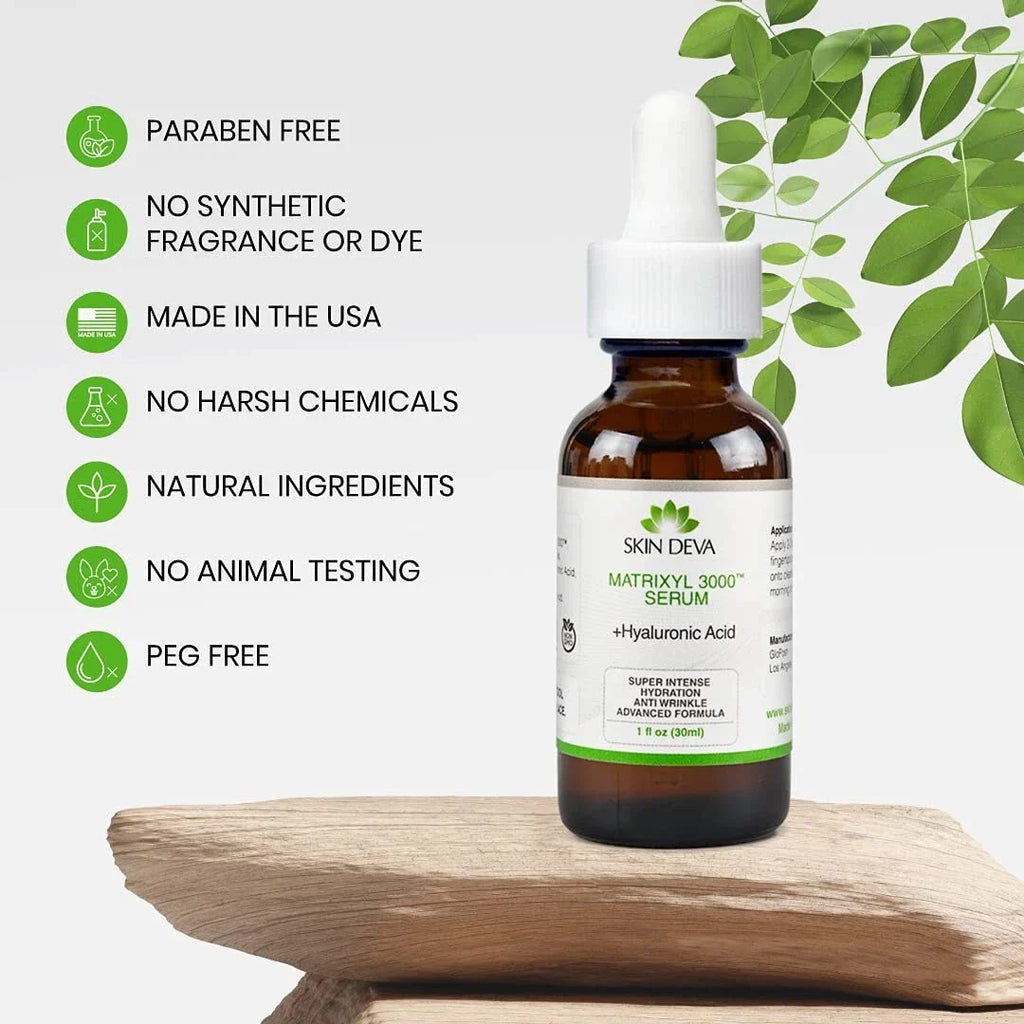 Skin Deva Matrixyl 3000 & Hyaluronic Acid Serum , Collagen Boosting – 1 oz