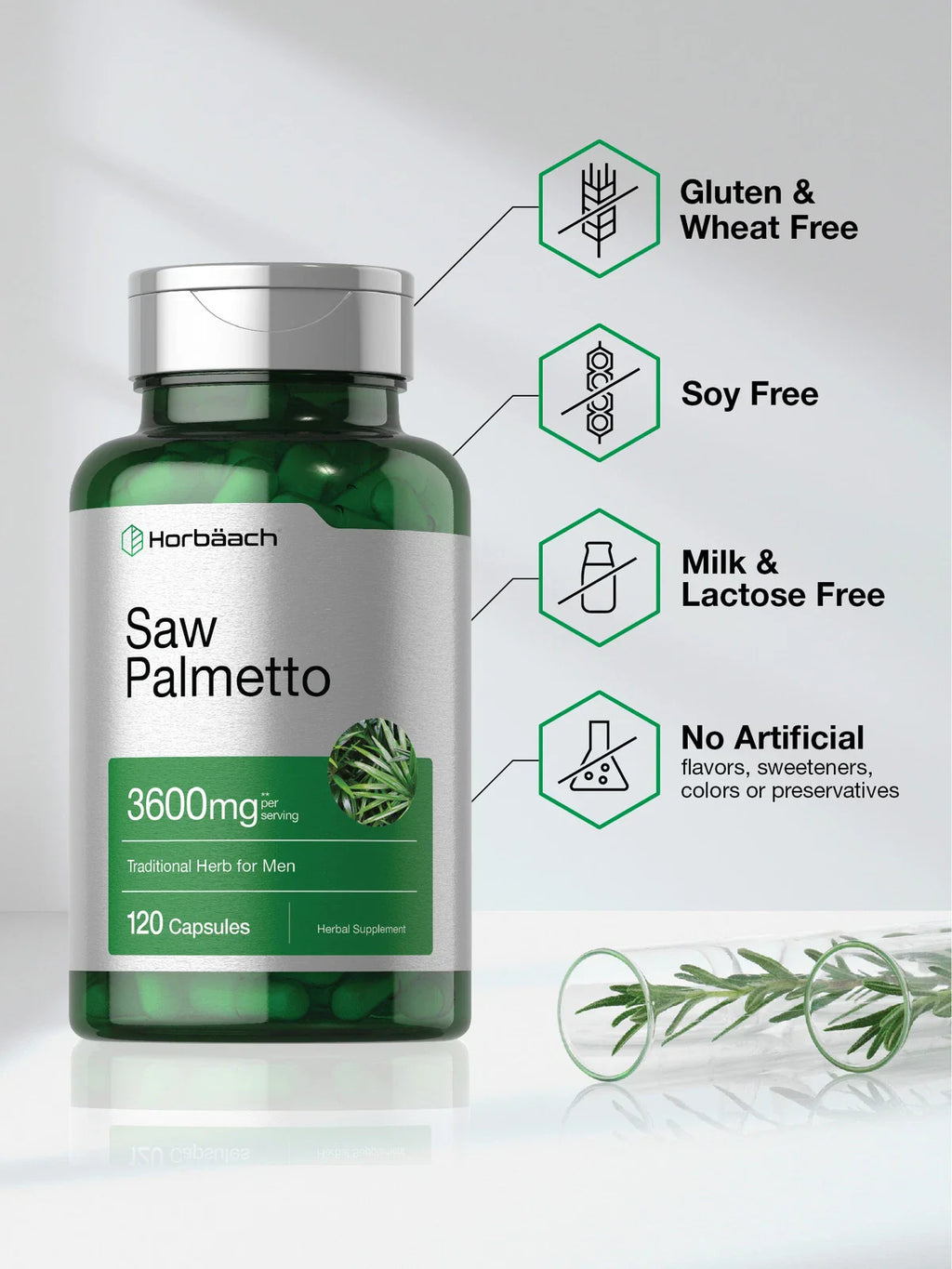 HORBÄACH Saw Palmetto Extract 3600mg | 120 Capsules | Prostate Supplement | by Horbaach
