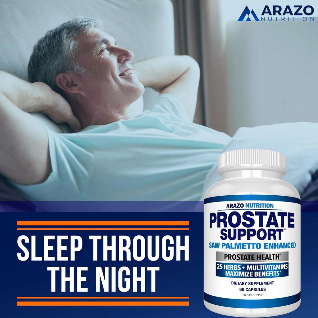 Arazo Nutrition Prostate Supplement - Saw Palmetto + 30 Herbs - Reduce Frequent Urination, Reduce Hair Loss,