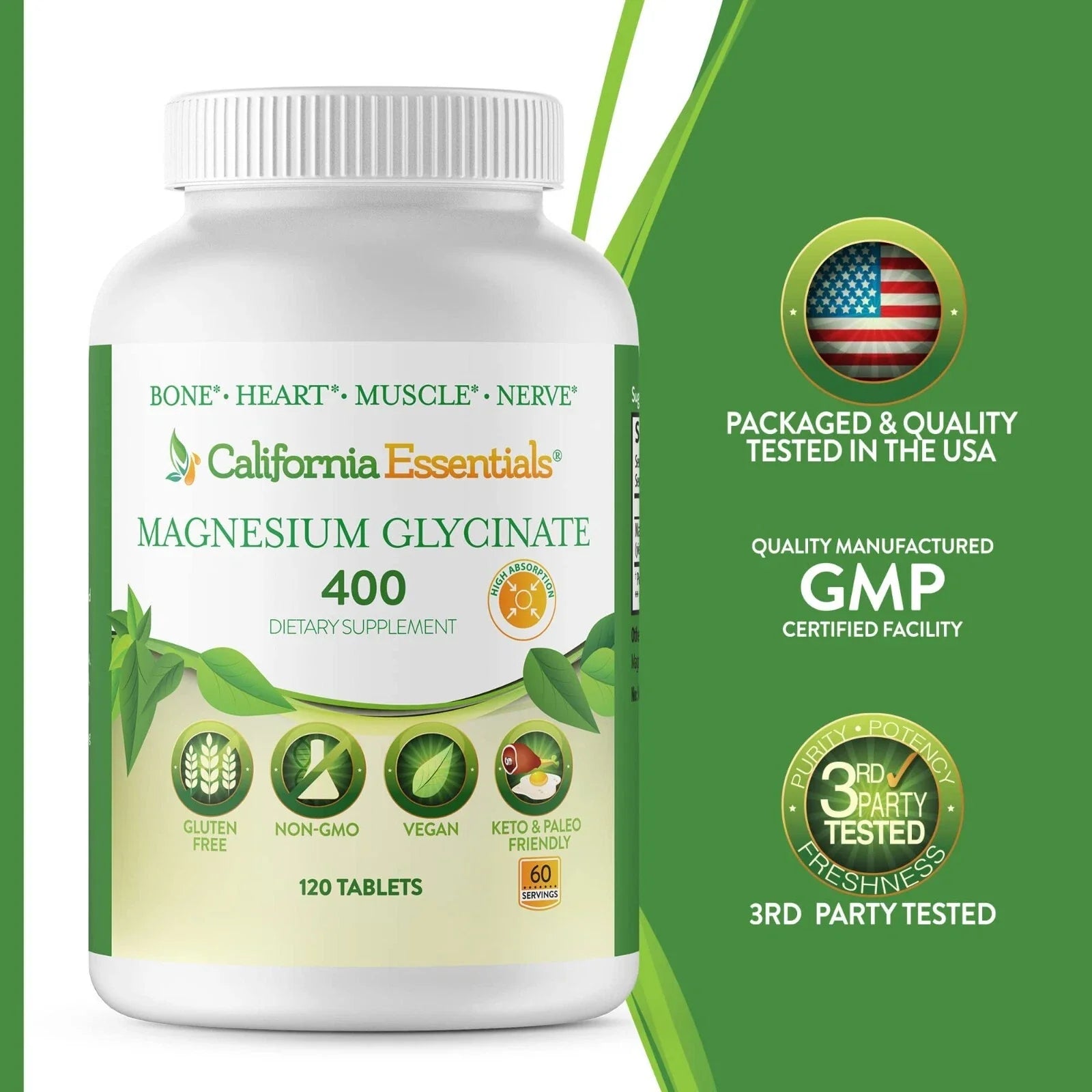 California Essentials Magnesium Glycinate 200mg - 240 Tablets