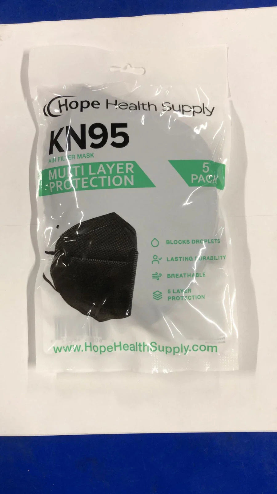 Hope Health KN95 Face Mask Respirator 5-Ply Protective-BLACK-15 masks set