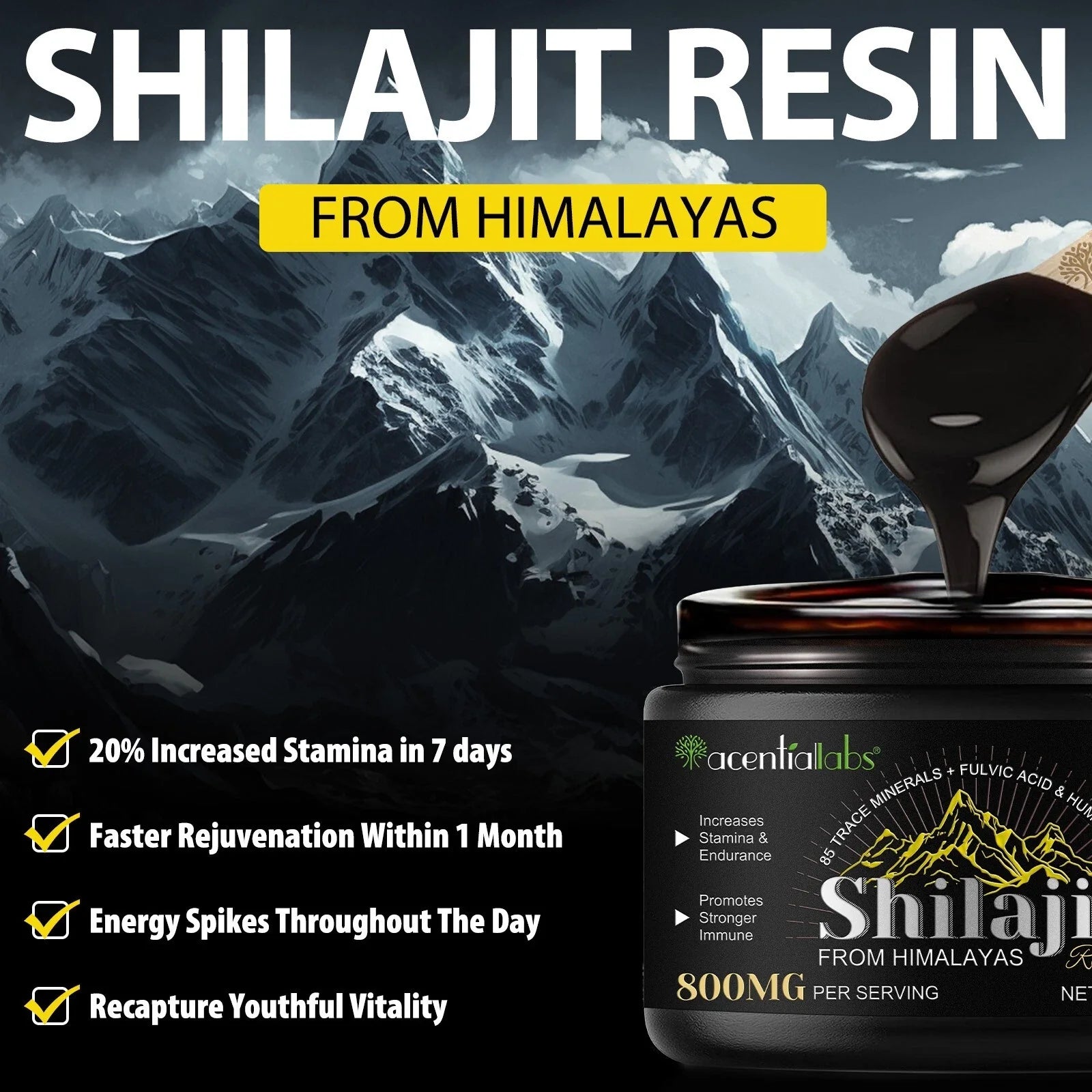 Pure Himalayan Shilajit, Pure 100% , Soft Resin, Organic, Extremely Potent, Fulvic Acid