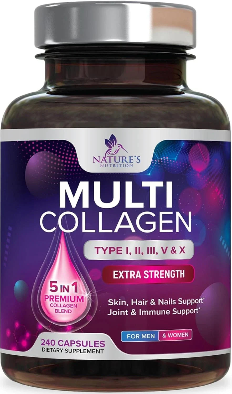 Multi Collagen Peptides Supplement - Hydrolyzed Types I, II, III, V & X Multi