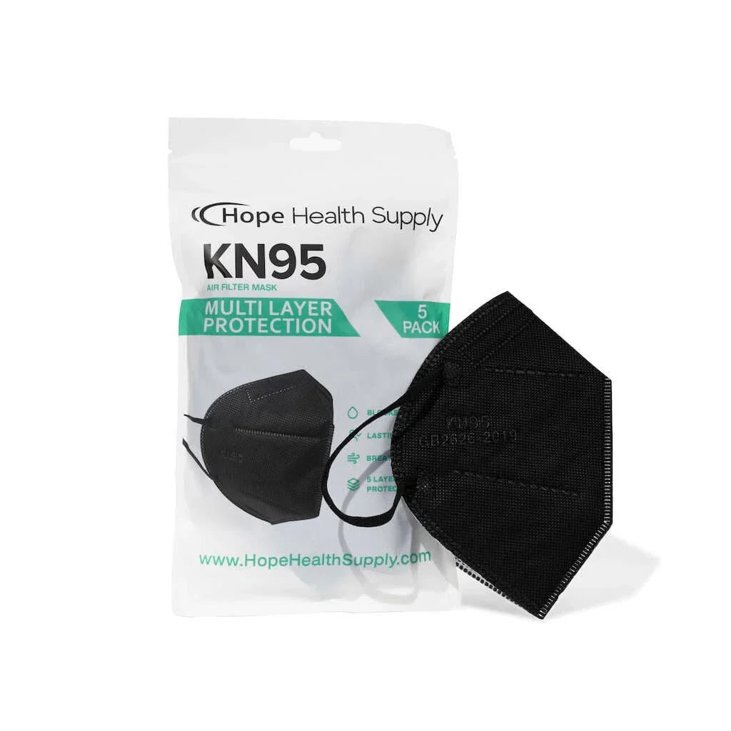 Hope Health KN95 Face Mask Respirator 5-Ply Protective-BLACK-15 masks set