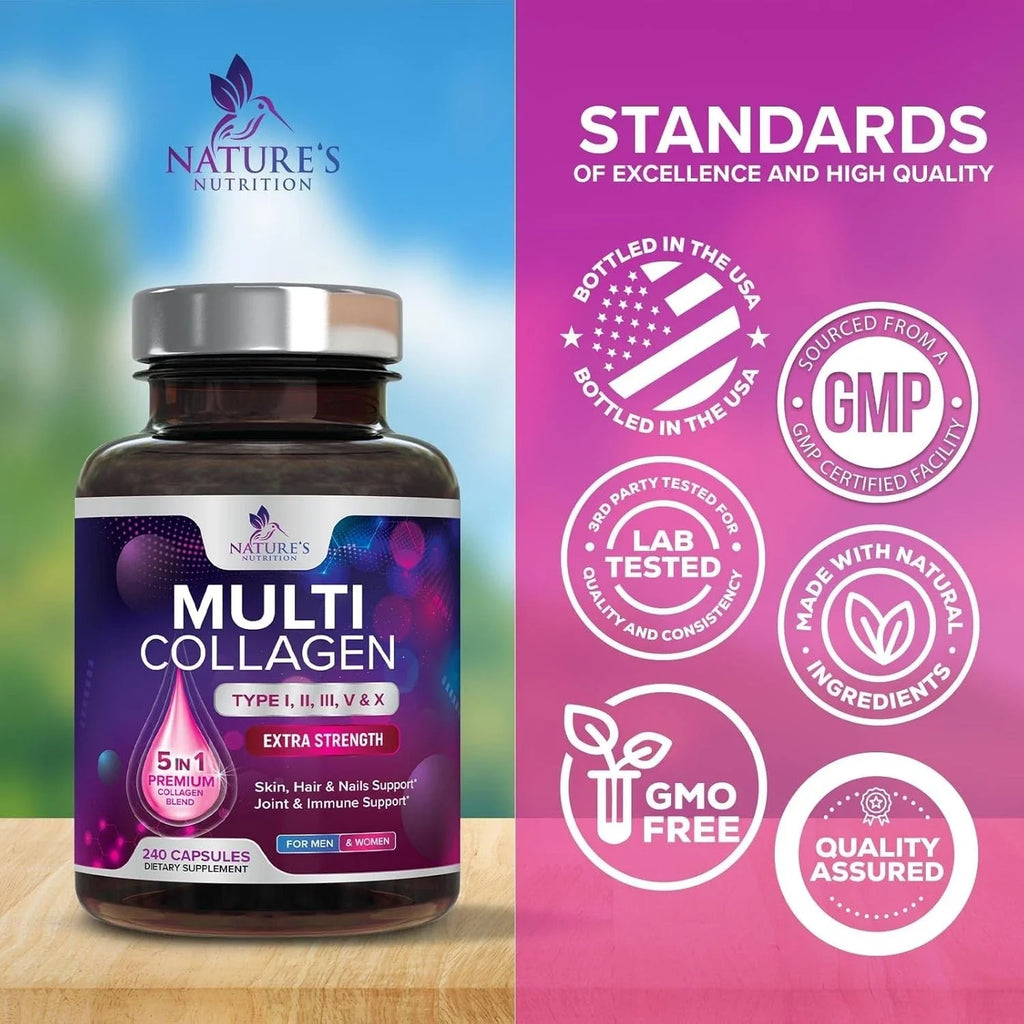 Multi Collagen Peptides Supplement - Hydrolyzed Types I, II, III, V & X Multi