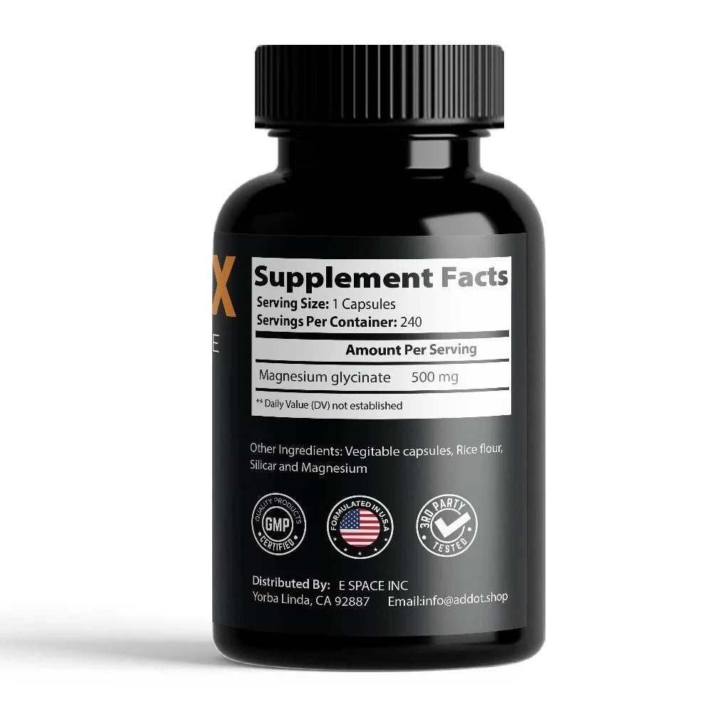 Magnesium Glycinate 500mg - 240 Capsules | 8-Month Supply