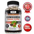Ashwagandha Capsules 60ct 1300mg Supplement w/ Black Pepper Root Powder, Kaya Natural.