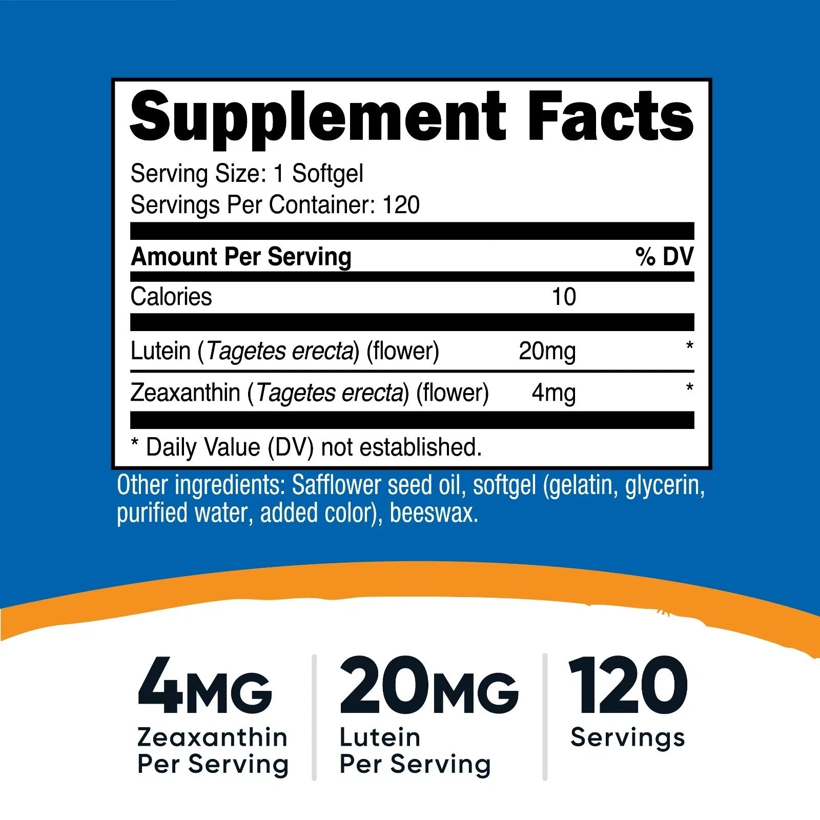 Nutricost Zeaxanthin with Lutein 20mg, 120 Softgels, Non-GMO & Gluten Free