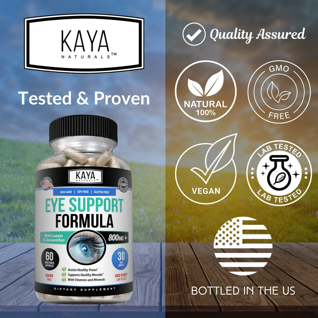 Eye Health Supplement, Lutein and Zeaxanthin, Vision Health, Eye Strain Support, Kaya Naturals.
