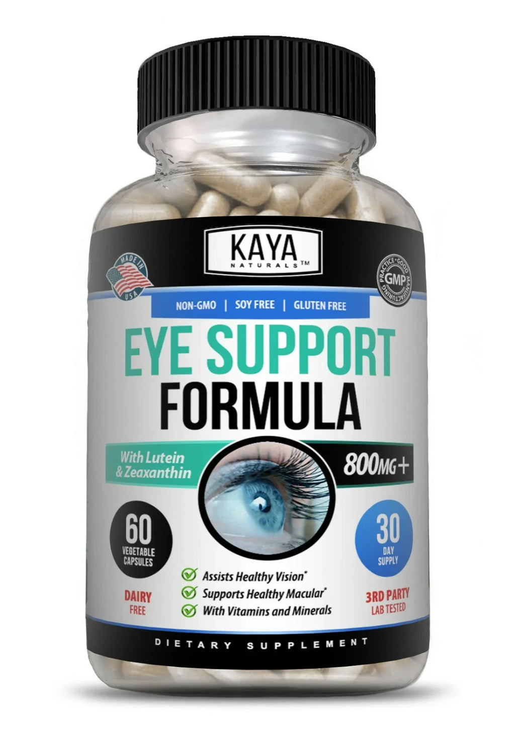 Eye Health Supplement, Lutein and Zeaxanthin, Vision Health, Eye Strain Support, Kaya Naturals.