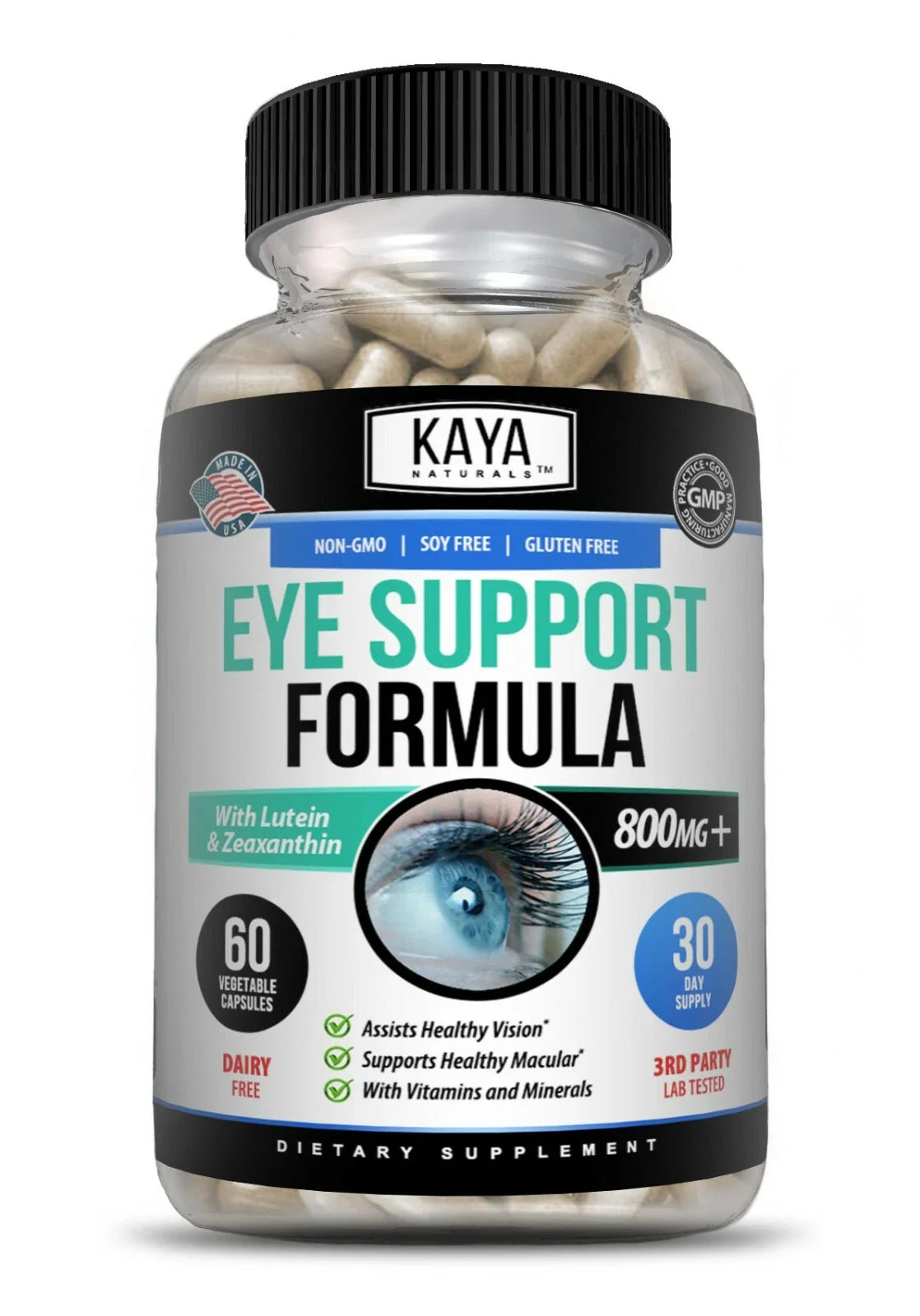 Eye Health Supplement, Lutein and Zeaxanthin, Vision Health, Eye Strain Support, Kaya Naturals.
