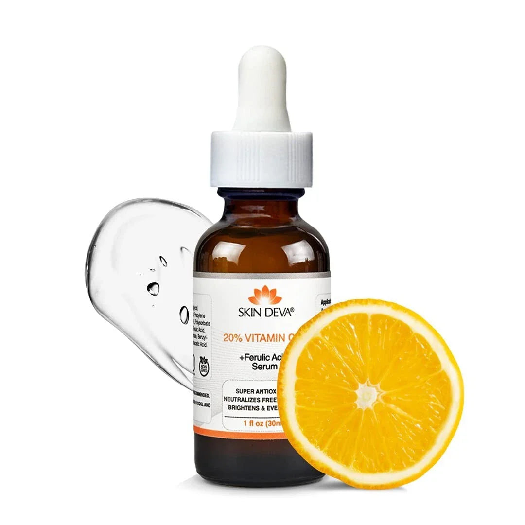 SKIN DEVA 20% Vitamin C  Serum for Face with Vitamin E Plus Ferulic Acid Skincare Water Based 1 fl oz 30 ML