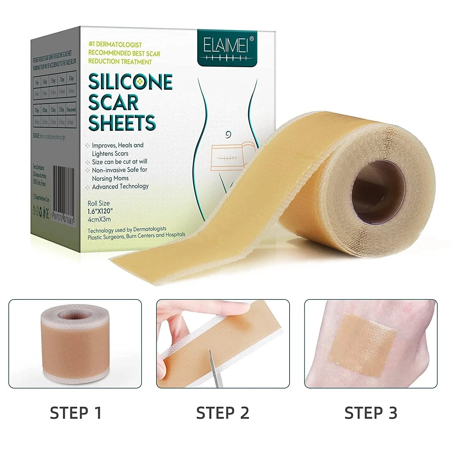 Scar Removal Silicone Tape for Hypertrophic Scars & Keloids, 1.6'' x 75''/150"