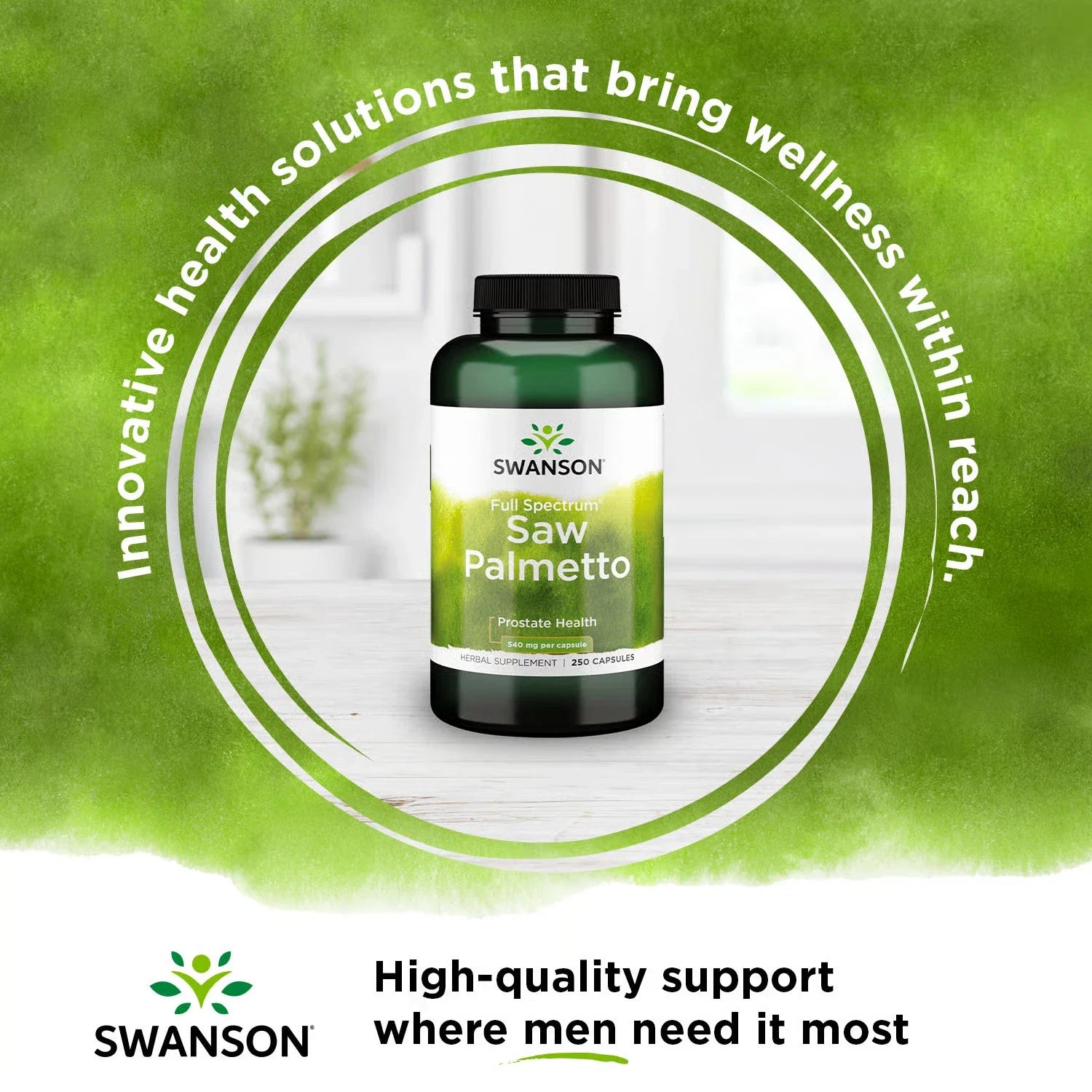 Swanson Full Spectrum Saw Palmetto, Supports Prostate Health, 540 mg, 250 Caps, 3 - Pack.