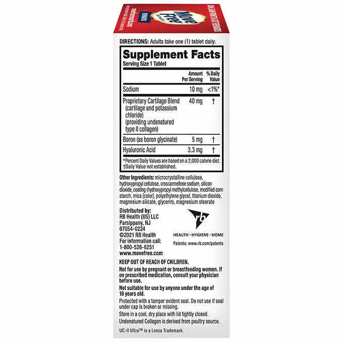 Move Free Ultra Triple Action Joint Support Supplement - Type II Collagen Boron & Hyaluronic Acid - Supports Join
