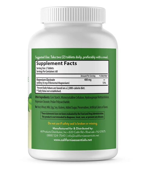 California Essentials Magnesium Glycinate 400 Supplement