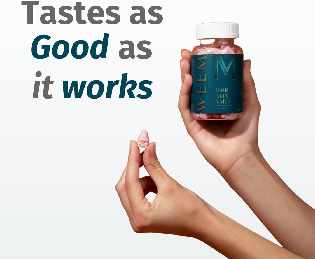 WEEM Hair, Skin &amp; Nails Gummies – ( 3-Pack) Vegan Biotin Vitamins for Faster Hair Growth.